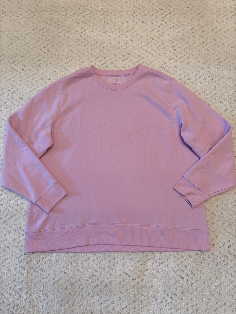 Tek Gear Crewneck Sweater Sweatshirt Size 2X Lavender Ultra Soft Fleece Leisure